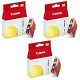 Canon CLI-8Y Yellow Ink Cartridge for Select PIXMA IP, MP, MX and PRO Series Printers, 3-Pack
