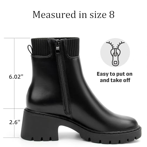 Women's Chelsea Boots Platform Elastic Zippers Chunky Heel Lug Sole Comfort Slip On Boot for Women3