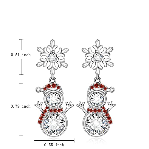 Christmas Snowman Earrings Snowflake Earrings For Women Girls Sterling Silver Red Santa Winter Frozen Flower Holiday Dangle Drop Earrings Xmas Gift #TOP1