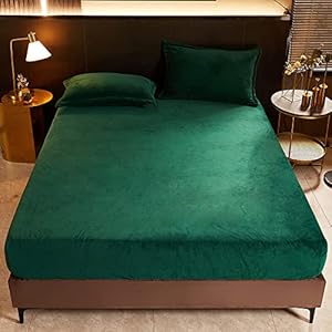 Nayoroom Spannbettlaken Plüsch 200x200cm Dunkelgrün Flauschig Fleece Winter Spannbetttuch Cashmere Touch Flanell Bettlaken für Boxspringbett Topper Matratze bis 25cm