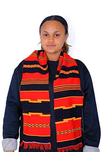 Ethiopian Red Gold Black Stripe Scarf Traditional Ethnic Wolita Cotton Clothe. handmade cotton scarves