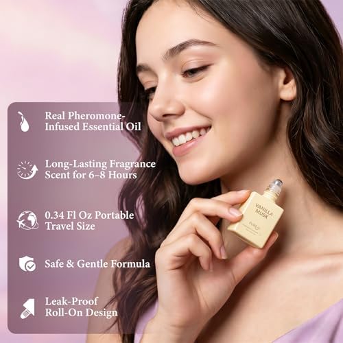 PUREU Pheromones Perfumes for Women Roll On – Vanilla Musk Pheromone Perfume Long Lasting Vanilla Perfume Travel Size Perfume Fragrance Eau De Parfum 0.34 Fl Oz/10ml, Made in USA - 1
