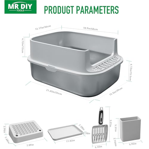 Image of Stainless Steel Cat Litter with Lid, XL Extra Large Enclosed Cat Litter Box for Big Cats, High Sides Metal Litter Box, Anti Leakage,Odor-Free & Easy Cleaning,Include Scoop & Foot Board