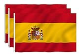 🚩 Anti-UV y Durable: Los colores brillantes, anti-UV, esta bandera España mantiene el color original, no se desvanece, perfecto para usar en lugares exterior o inferior
