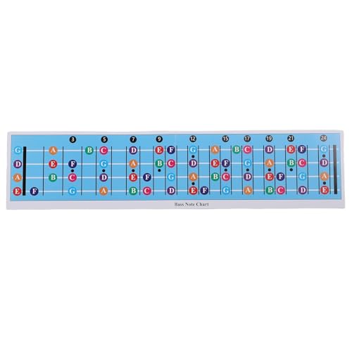 Tableau de Notes de Basse électrique à 4 Cordes, Tableau de Manche de Basse électrique, Code Couleur, échelle de Guitare Basse pour Toutes les Guitares...