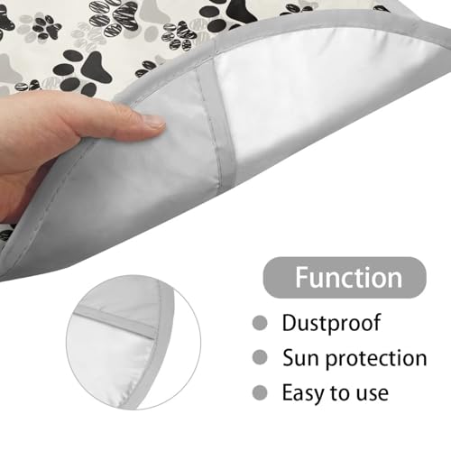 Image of Dog Paw Print Car Steering Wheel Sun Shade Cover Easy Installation Anti Heat Automotive Steering Wheel Heat Shield Cover Removable Automotive Accessories for Car Truck SUV