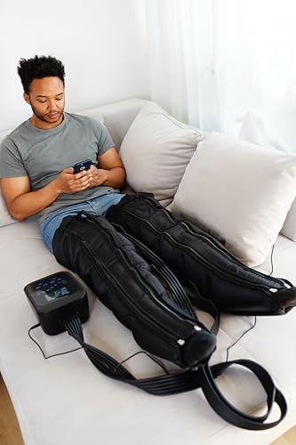 Bein Kompressionsgerät zur Lymphdrainage, Blutzirkulationsförderung und Ödemreduktion, mit pneumatischer Kompression, beinmassagegerät (Schwarz 6 Kammer, L)