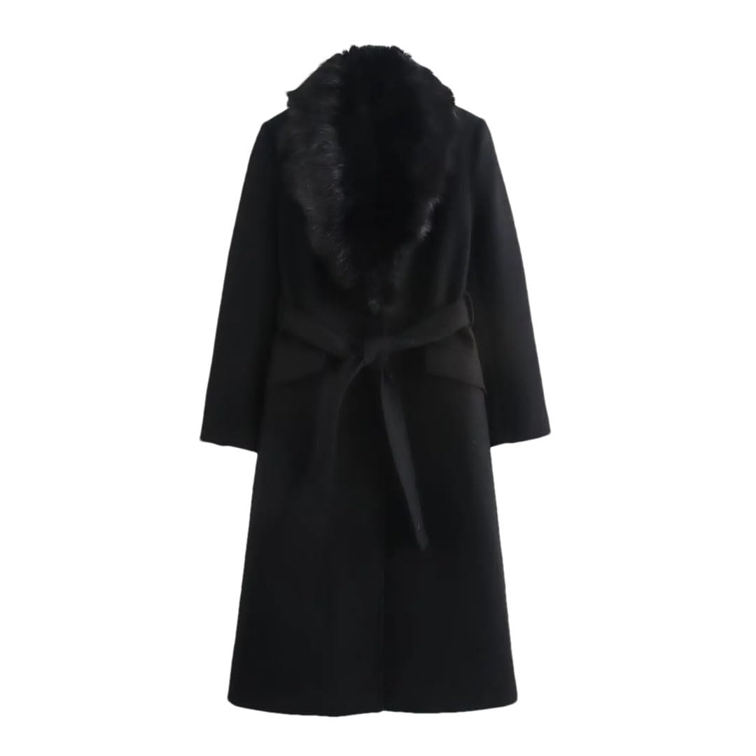 Womens Long Sleeve Lapel Single-Breasted Overcoat With Belt Pocket Classic Trench Coat Casual Coat