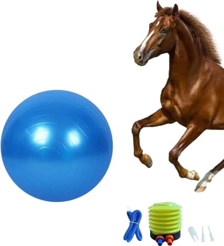 Juguete de entrenamiento de pelota de caballo, juguete de pelota de ejercicio de caballo antiexplosión, con bomba infladora para caballo cordero cabra Enterainment Toy Ball (25 pulgadas, azul)