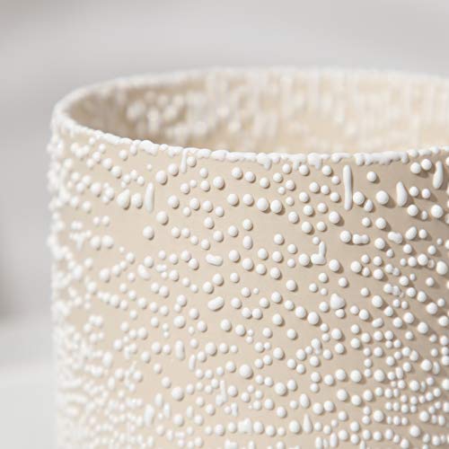 Ubee Planter Ceramic Flower Pot For Indoor Plants | 5.5 Inch + 4.9 Inch Plant Pots With Drainage Hole And Saucer For Aloe, Snake Plants, Pothos, Orchid, Beige With White Glaze Dot #TOP6
