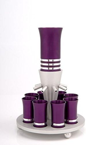 Agayof Eight Cup Kiddush Fountain Set in Aluminum 28 X 130 cm (Purple)
