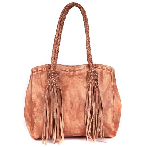 Never Mind Tote Vintage Cuero Genuino Mujer miniatura 3