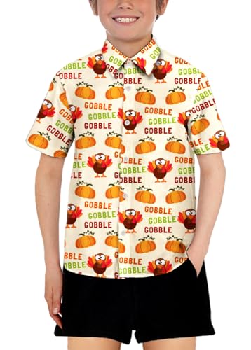 Image of Remimi Unisex Kids Halloween Shirt Boys Pumpkin Ghost Shirts Hawaii Button Up Tops 5-14 Years