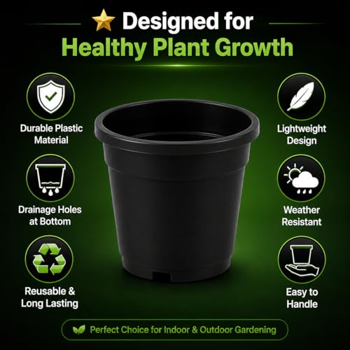 Image of Indian Gardens - 4 inch Indoor (Pack of 10) Plastic Small Colour pots | Plastic Plant Pot for Terrace Garden (Black)