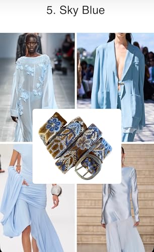 Andina Embroidered Boho Belt - Peruvian Flower Design, Handmade - Camel/Terracota Blues3