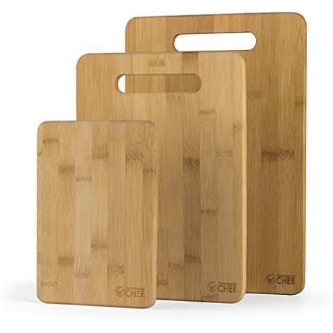 Commercial Chef Cutting Boards Premium Chopping Board, 3 Piece Set, Bamboo Cover