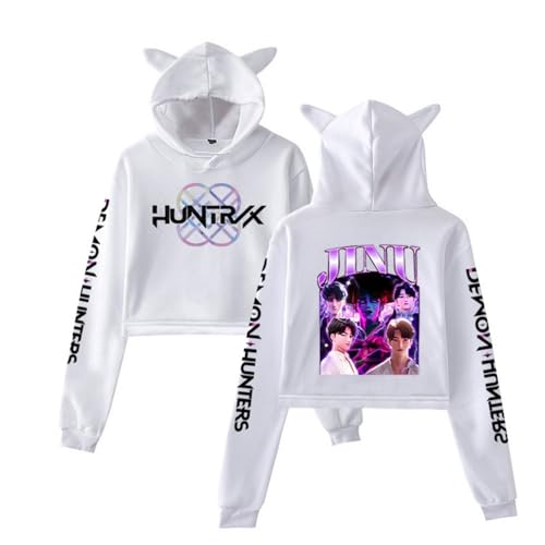 KPop Demon Hunters - Sudadera con capucha para niña, diseño de grupo de chicas coreano, sudadera de gran tamaño con diseño de cazador de demonios, Blanco-3, XL