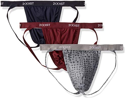 2(X)IST mens Micro Speed Dri 3-pack Jock Strap, Night Sky/Connect the Dots Sharskin/Port Royale - 07714, Large US