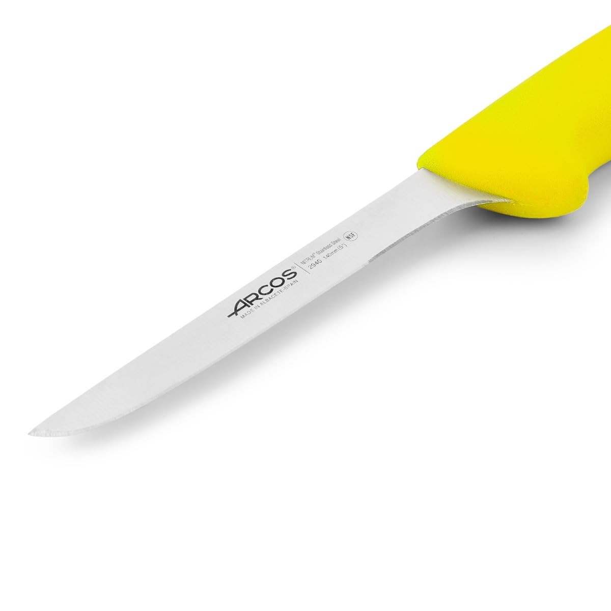 Arcos Ausbeinmesser mit Nitrum Edelstahlklinge 140 mm - Professionelles Messer zum Entbeinen von Fleisch - Ergonomischer Griff aus Polypropylen - Gelb, Serie 2900