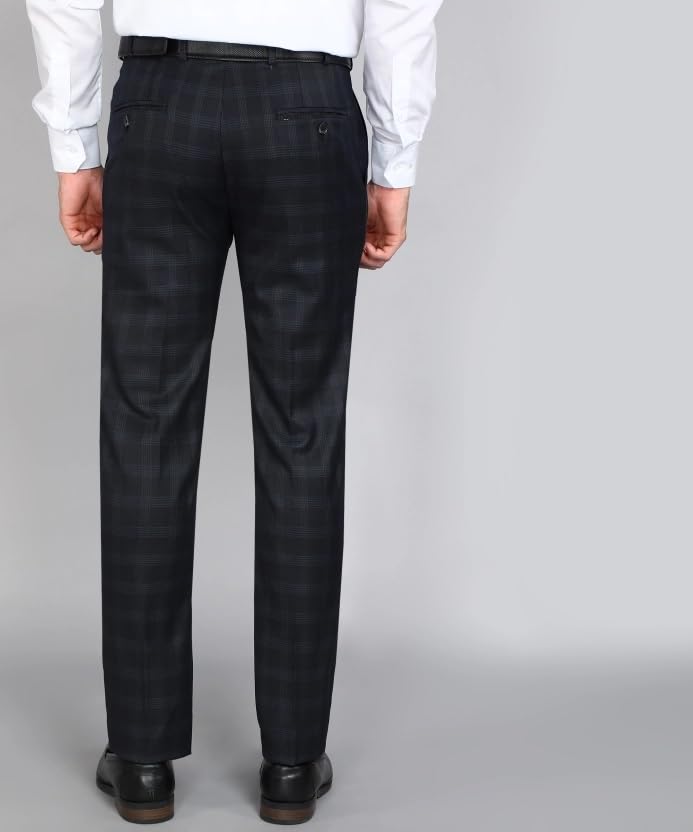Image of MALENO Men Slim Fit Checked Formal Trouser | Casual Trousers for Everyday Comfort | Slim Fit Formal Trousers for Men