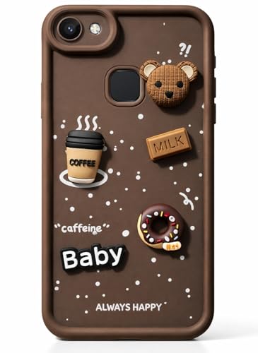 Image of Bintage Case Ball Bear| Donut| Milk Cake| Baby| Coffee Rubber Case Camera Protection Back Cover Compatible for Vivo V7 Plus - Brown