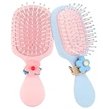 Toddler Hair Brush Girl, 2 Pcs Toddler Detangler Brush for Wet Dry Hair, Kids Boys and Girls with 2 Hair-Ties (Pink & Blue)
