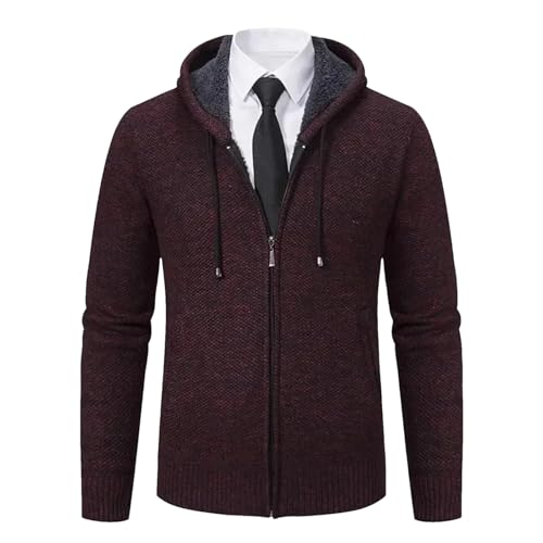 Mens Autumn Winter Cardigan Wool Warm Knitted Sweater Solid Color Basic Business Casual Zipper Cardigan