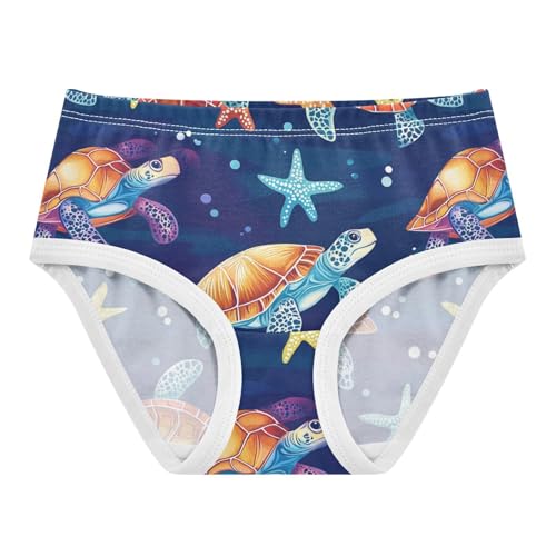 Wusikd Colorful Turtle Girls' Underwear Cotton Starfish Stars Girls Briefs Soft Toddler Underwear 2T