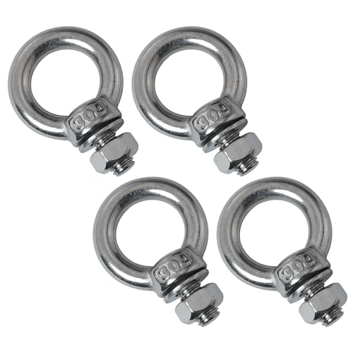 Image of 6PCS Screw Eye Bolts Stainless Steel Ring Eye Bolt Screw Eyebolt Stainless Steel Heavy Duty Eye Bolt with Nuts Male Screw Thread Ring Shoulder Eye Bolts for Straps Swing Chair, M8