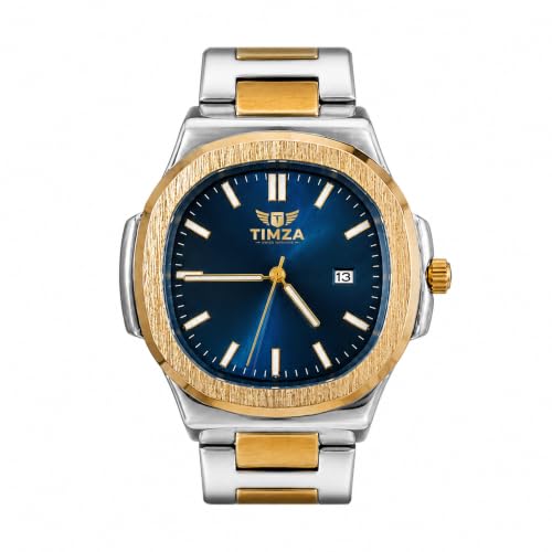 Image of Luxury Business Analog Quartz Watch for Men Sunburst Dial, Stainless Steel Strap, Date Display, Luminous Hands & Water Resistant (Blue)