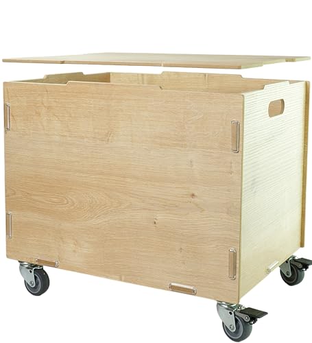 clipfritz - Aufbewahrungskiste mit Rollen und Deckel MDF Holz...