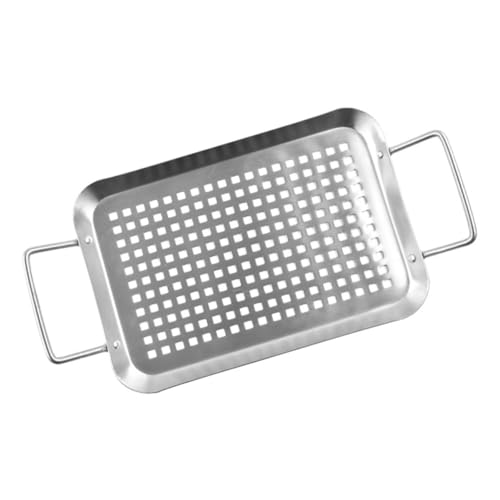 Yardwe Bandeja de Barbacoa de Inoxidable Multi Funcional para Camping y Parrilla para Cocción de Carne Verduras y Pescado Superficie Antiadherente de Limpiar Interior y Exterior