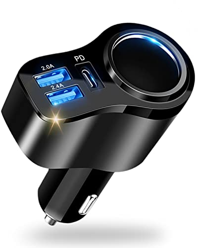 Chargeur Allume Cigare USB,36W USB Allume Cigare,Rapide Chargeur Voiture [PD3.0 3 USB Port] Prise Allume Cigare USB pour iPhone 14/13/12/11/X/8/7/6,Air/Mini, Galaxy S20/S10/S9/S8/S7, Huawei etc