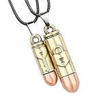 Gyand 2 PCS Faux Leather Adjustable Lover Couple Necklace with Bronze Bullets Charm Pendant Necklace for Him and Her,Heart Lock and Key Couples Necklace for Men & Women