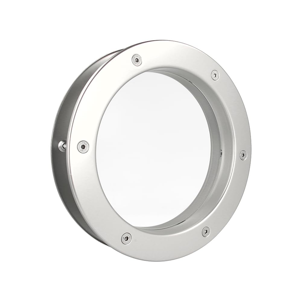 MLS Hublot B4000, Pour Portes, en Aluminium, Verre de Sécurité Feuilleté, Convient Aux Portes de 40 mm D'épaisseur, Vis de Fixation Visibles des Deux Côtés, 300 mm de Diamètre, Verre Clair, Argenté