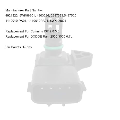 5WK96801 Map Air Intake Manifold Boost Pressure Sensor 2897333 Replacement for Ram Cummins 6.7L