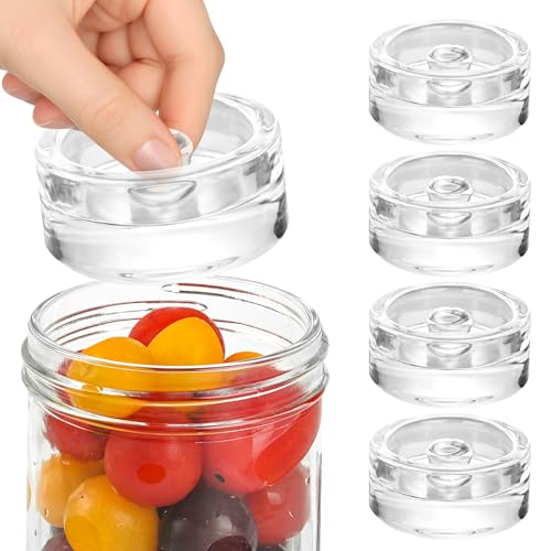 Xileanalee Fermentation Weight Glass 4 Pack for Wide Mouth Mason Jar-Easy Grip Handle Fermenting Weights for Pickling -7Oz 2.75inch Canning Weights for Fermenting