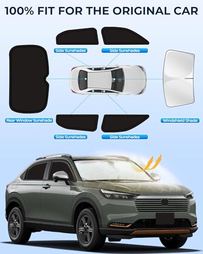 Image of for Honda HR-V 2023-2025 Car Window Shades, 6pcs Privacy Sun Shade Set for Front Windshield Side and Rear Windows, Full Window Covers Keeps Vehicle Cool for Camping Napping