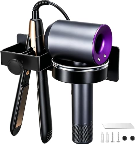 CHAMSUREUK Hair Dryer & Straightener Holder Hairdryer Holder Wall Mounted