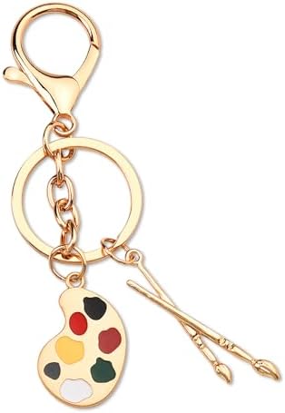 Palette Brush Keychain for Women Men Artist Party Favor Gifts for Art Teacher Student Christmas Birthday Gifts for Artist Painter Keyring Gift for Artist Paint Palette Key Chains for Boys Girls image 2