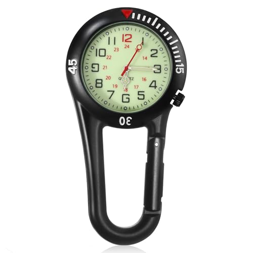 JSMTKJ Karabineruhren mit wasserdichter Bauweise & leuchtendem Zifferblatt – Analog-Quarzwerk für Outdoor-Aktivitäten | Taschen-Taschenuhr für Klettern, Pflegepersonal & Alltagseinsatz