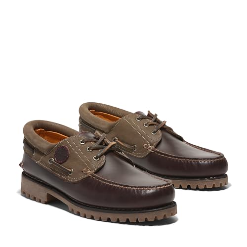 Timberland Men's Authentic 3-Eye Lug Handsewn Boat Shoe, Root Beer Full Grain, 7 M US Burgundy2