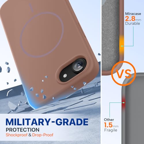 Image of Miracase Magnetic for iPhone 17e Case & iPhone 16e Case, [Soft Anti-Scratch Microfiber Lining], Compatible with MagSafe, Silicone Shockproof Protection Phone Case for iPhone 17e /16e, Chocolate