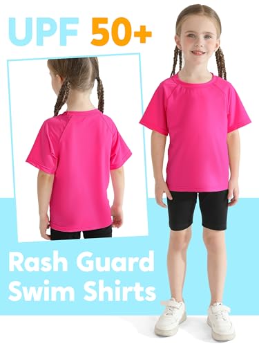 Image of Poroka 3 Pieces Girls UPF 50+ Sun Protective Rash Guard Toddler Swim Shirt Quick Dry Toddler Girl Sports Shirt