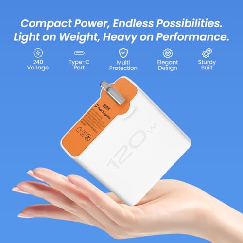 Image of 120W Flash Super Fast Charger with Type C Charging Cable Compatible for VIVO X100 5G, V30, V-X90 5G, V-X90 PRO 5G, V-X FOLD 3, iQOO-11 5G, iQOO 9 Pro, iQ9, iQOO 9T (120W Charger with Cable)