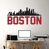 Boston City Skyline Silhouette Wall Decal - Black Fashion City Silhouette Decoration - Wall Decal for Home Bedroom Decoration (Wide 40'x19' Height)