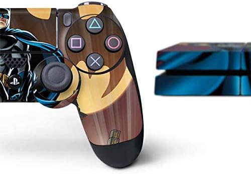 Skinit Decal Gaming Skin Compatible with PS4 Console and Controller Bundle - Officially Licensed Warner Bros Batman in The Sky Design