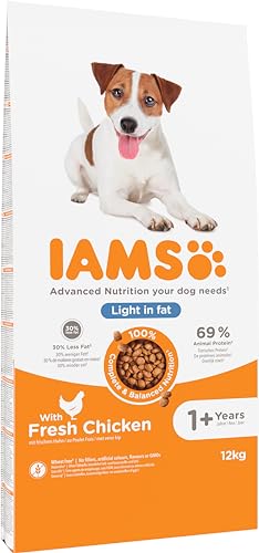 IAMS Light Hundefutter trocken mit Huhn - fettarmes Trockenfutter für Hunde ab 1 Jahr, 12 kg
