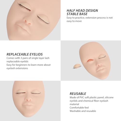 Lash Manequim Rosto Prática Treinamento Olhos para Beleza Cílios Extensão Enxertos Kit Pares Adesivo