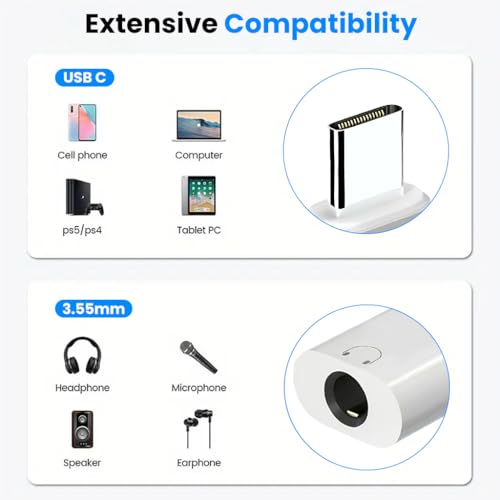 Image of Verilux Type C to 3.5mm Headphone Jack Connector, 3.5mm Jack to Type C Headphones Adapter with Hi-Fi DAC, USB C to 3.5mm Audio Connector Compatible for iPhone 16 /15, Galaxy S25 /S24, iPad Pro, MacBook